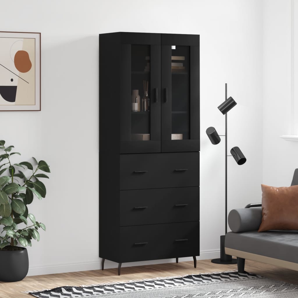 vidaXL Highboard Black 69.5x34x180 cm Engineered Wood