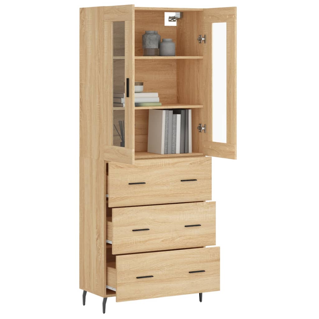 vidaXL Highboard Sonoma Oak 69.5x34x180 cm Engineered Wood