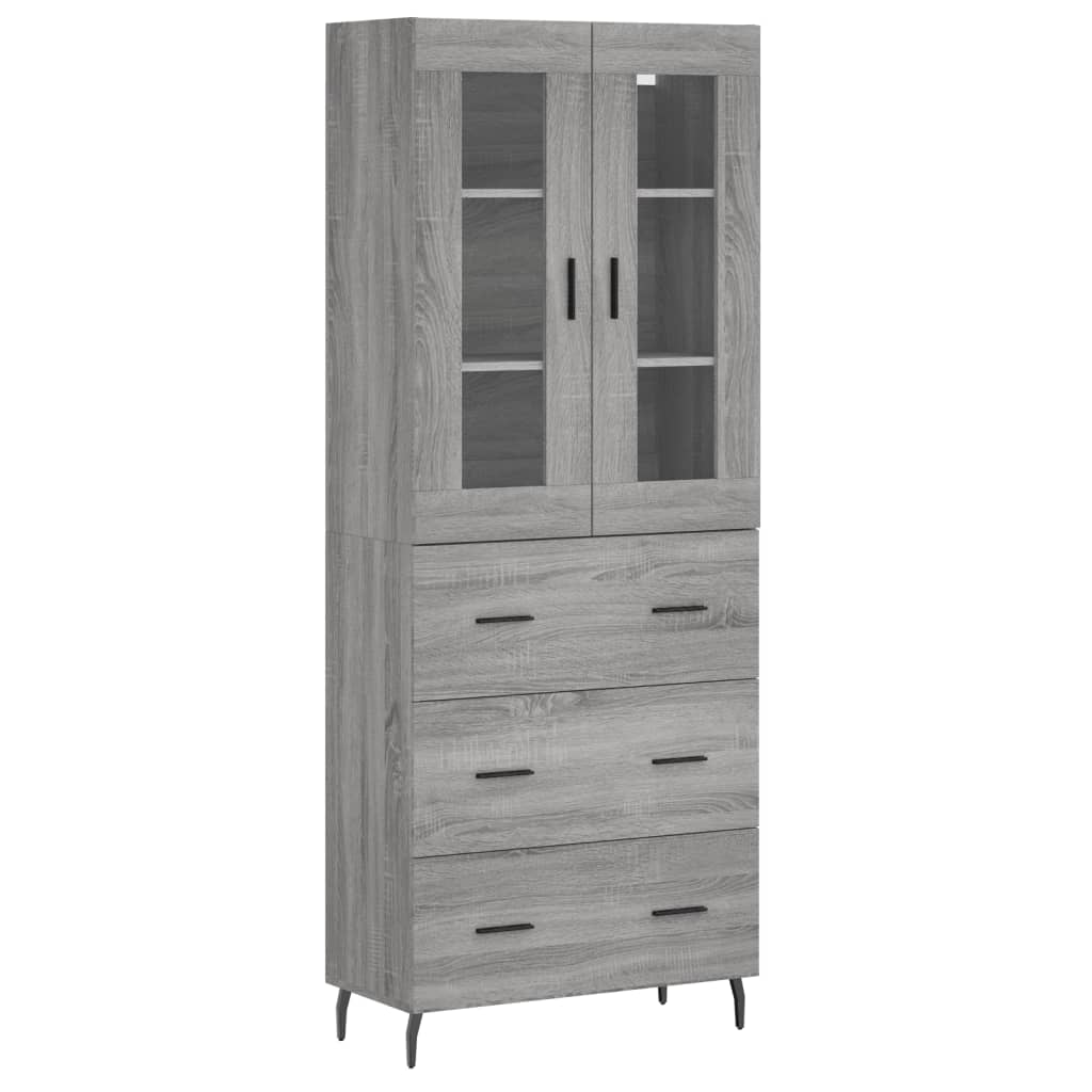 Highboard Grey Sonoma 69,5x34x180 cm Engineered Wood
