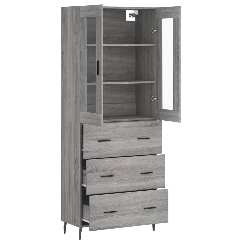Highboard Grey Sonoma 69,5x34x180 cm Engineered Wood