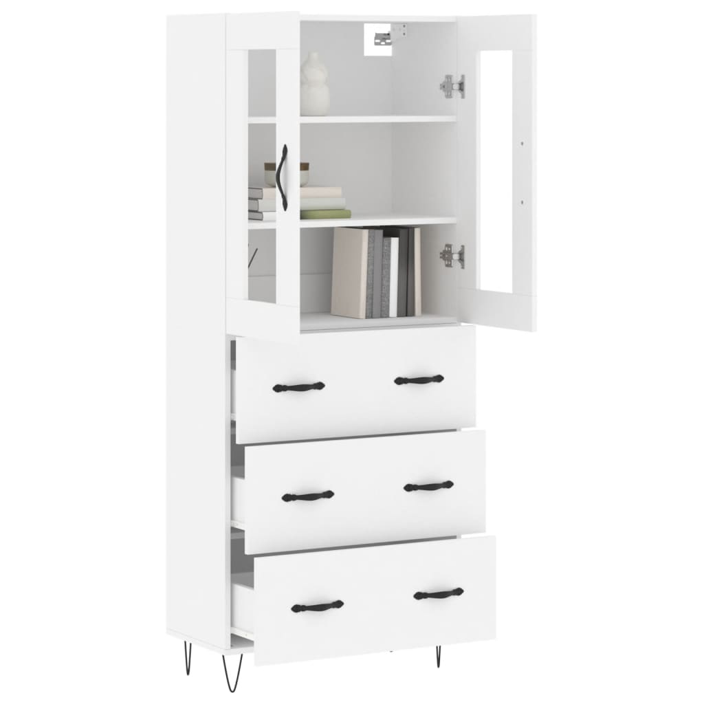 Highboard White 69.5x34x180 cm Engineered Wood