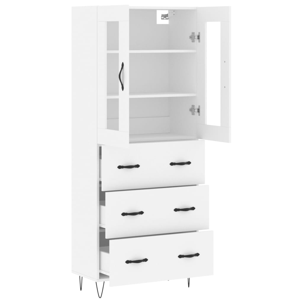 Highboard White 69,5x34x180 cm Engineered Wood