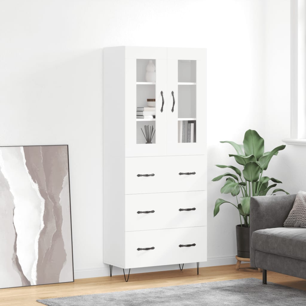 Highboard White 69,5x34x180 cm Engineered Wood