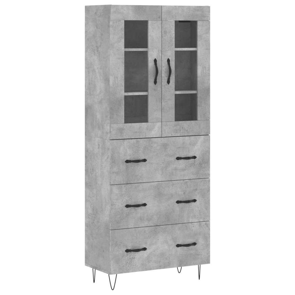 Highboard Concrete Grey 69.5x34x180 cm Engineered Wood
