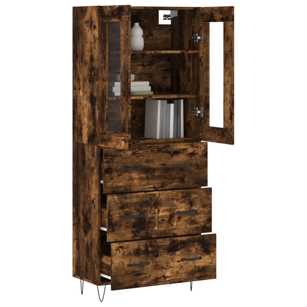 Highboard Smoked Oak 69.5x34x180 cm Engineered Wood