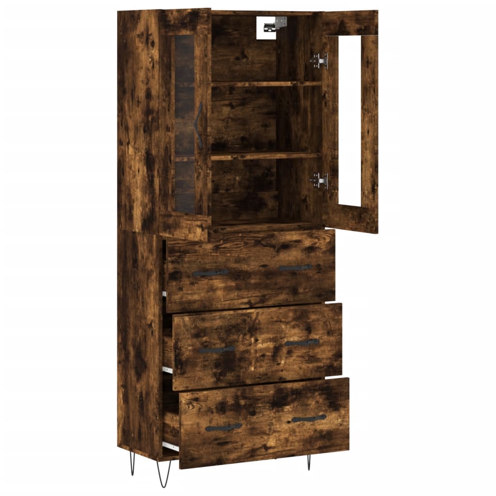 Highboard Smoked Oak 69.5x34x180 cm Engineered Wood