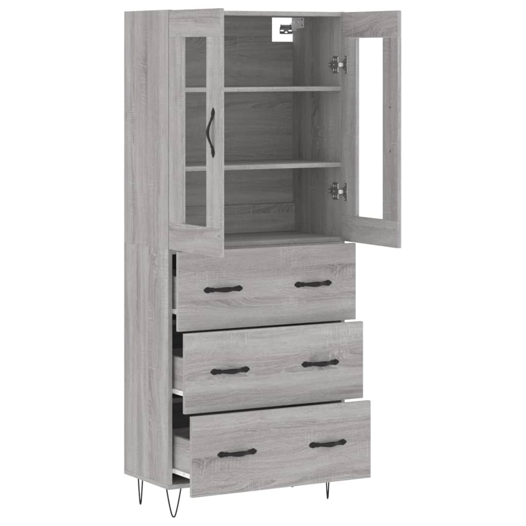 Highboard Grey Sonoma 69,5x34x180 cm Engineered Wood