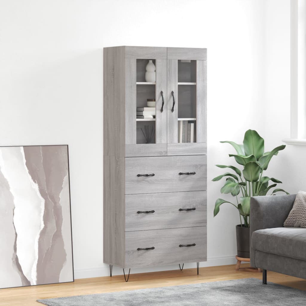 Highboard Grey Sonoma 69.5x34x180 cm Engineered Wood