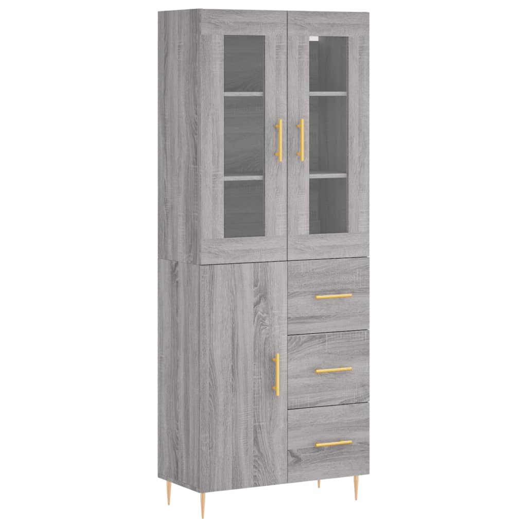 Highboard Grey Sonoma 69,5x34x180 cm Engineered Wood