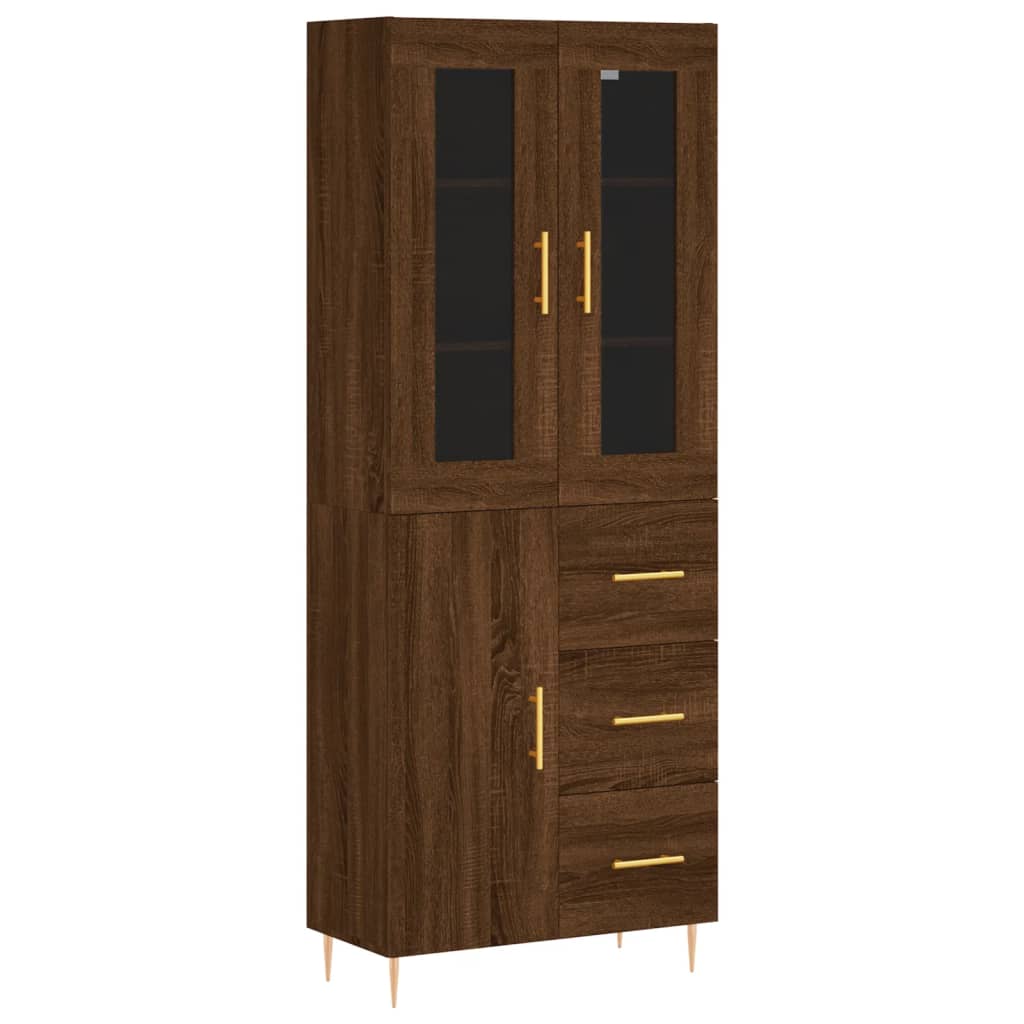 vidaXL Highboard Brown Oak 69.5x34x180 cm Engineered Wood