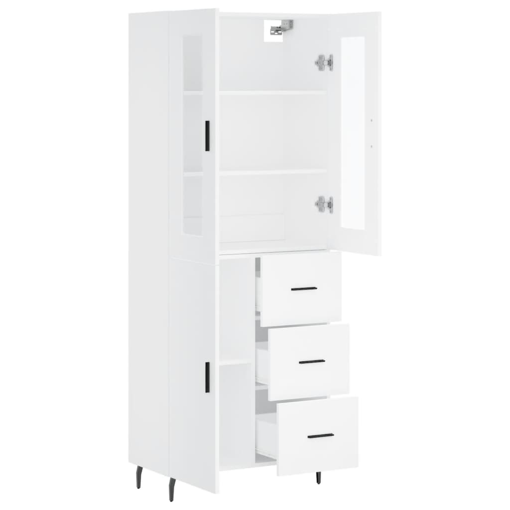 Highboard White 69,5x34x180 cm Engineered Wood