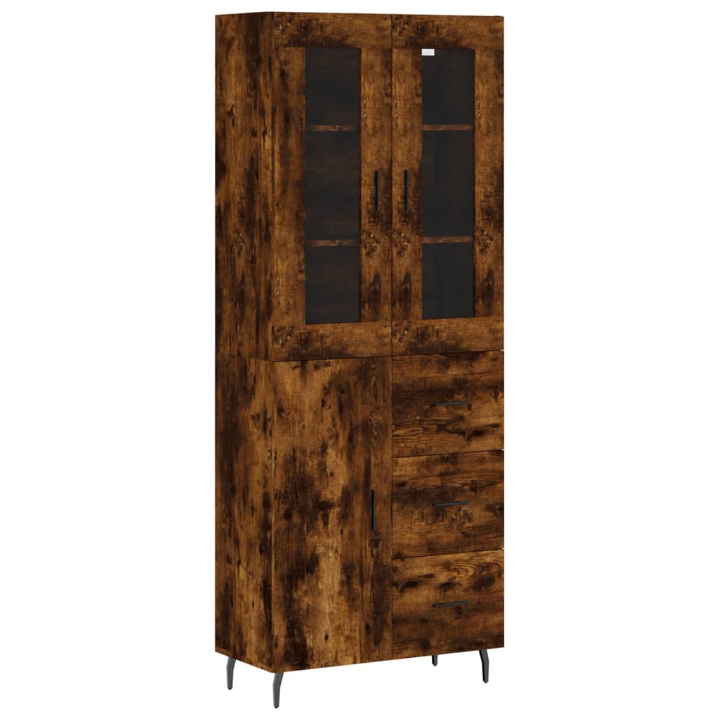 Highboard Smoked Oak 69.5x34x180 cm Engineered Wood