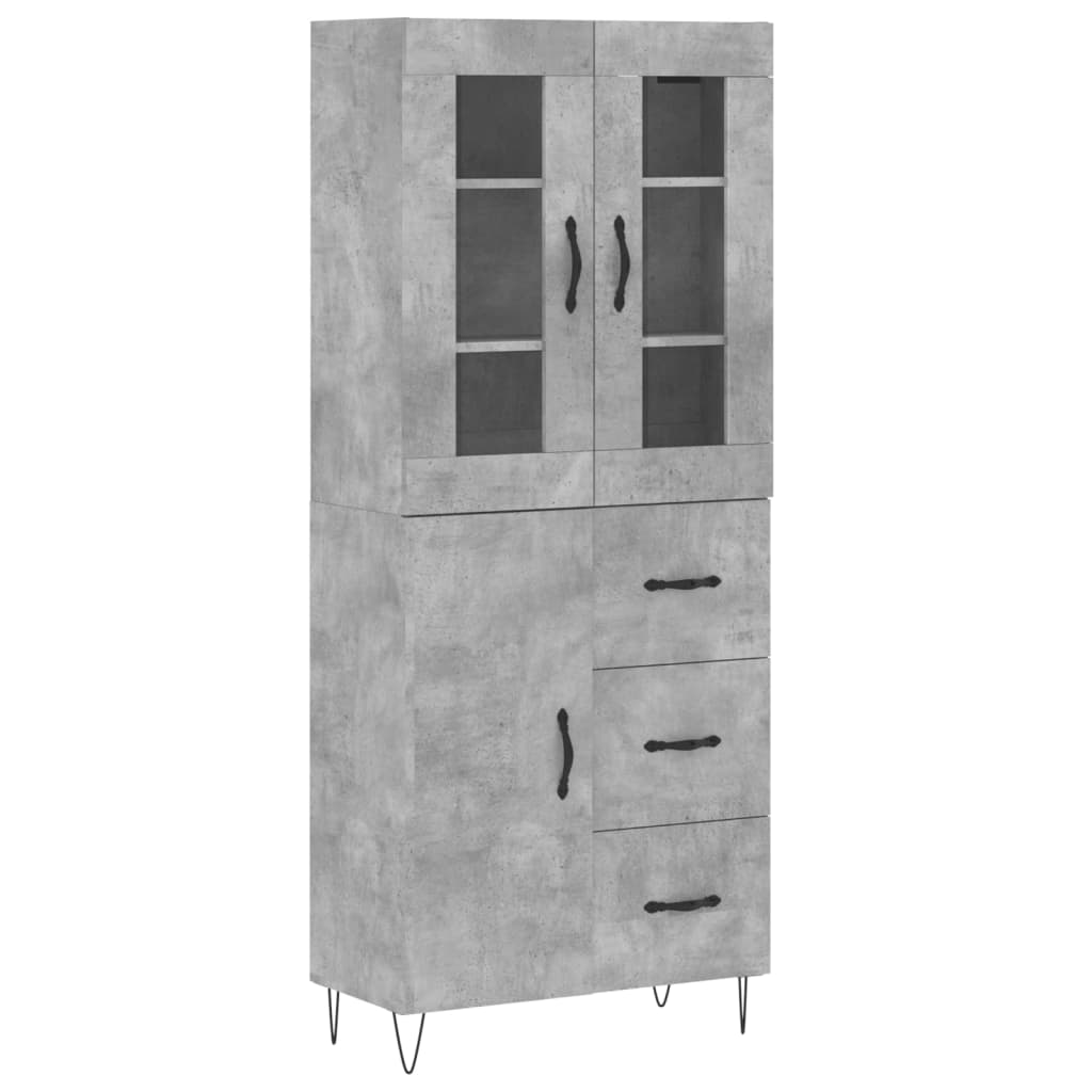 Highboard Concrete Grey 69,5x34x180 cm Engineered Wood