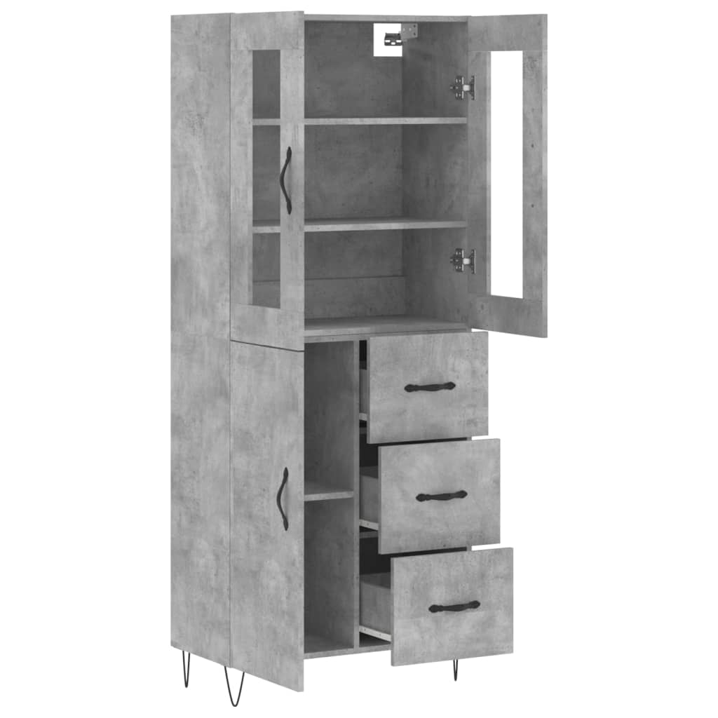 Highboard Concrete Grey 69,5x34x180 cm Engineered Wood