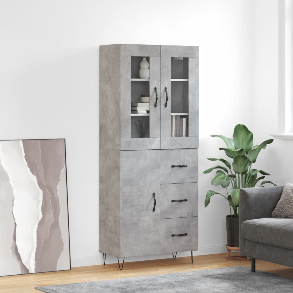 Highboard Concrete Grey 69,5x34x180 cm Engineered Wood