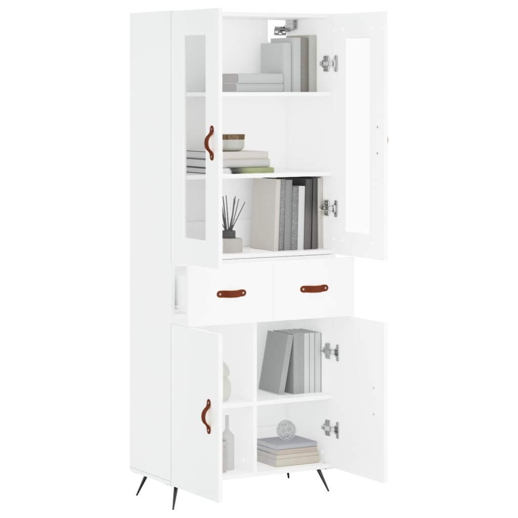 Highboard White 69,5x34x180 cm Engineered Wood