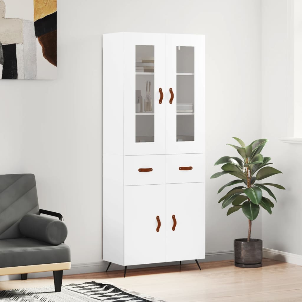Highboard White 69,5x34x180 cm Engineered Wood
