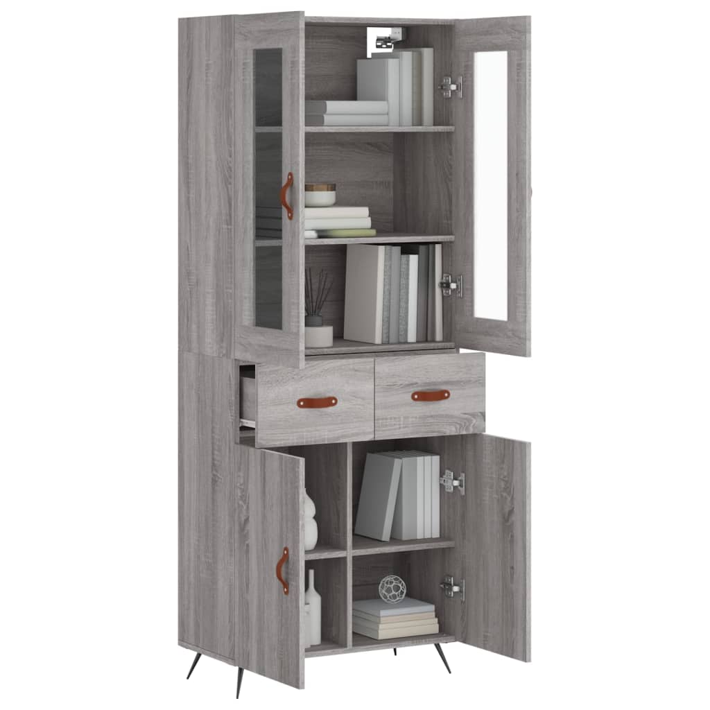 Highboard Grey Sonoma 69,5x34x180 cm Engineered Wood