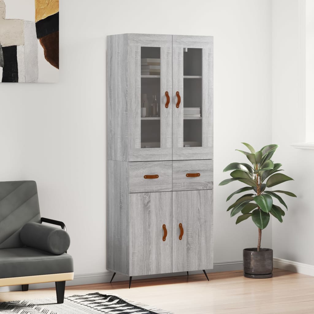 Highboard Grey Sonoma 69,5x34x180 cm Engineered Wood