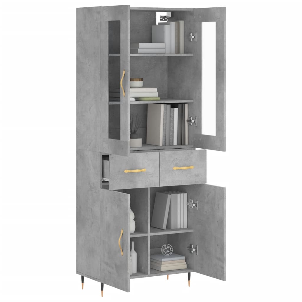 Highboard Concrete Grey 69,5x34x180 cm Engineered Wood