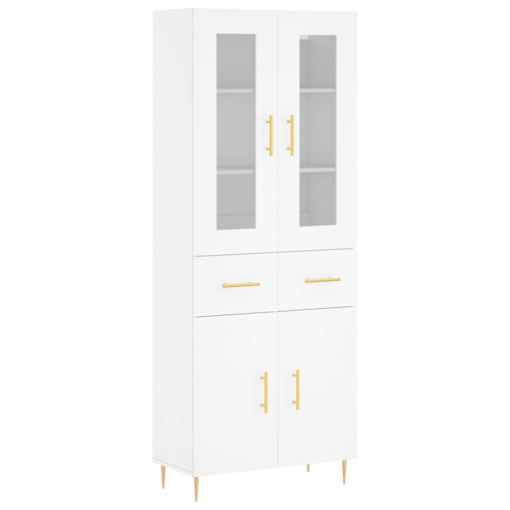 Highboard White 69.5x34x180 cm Engineered Wood