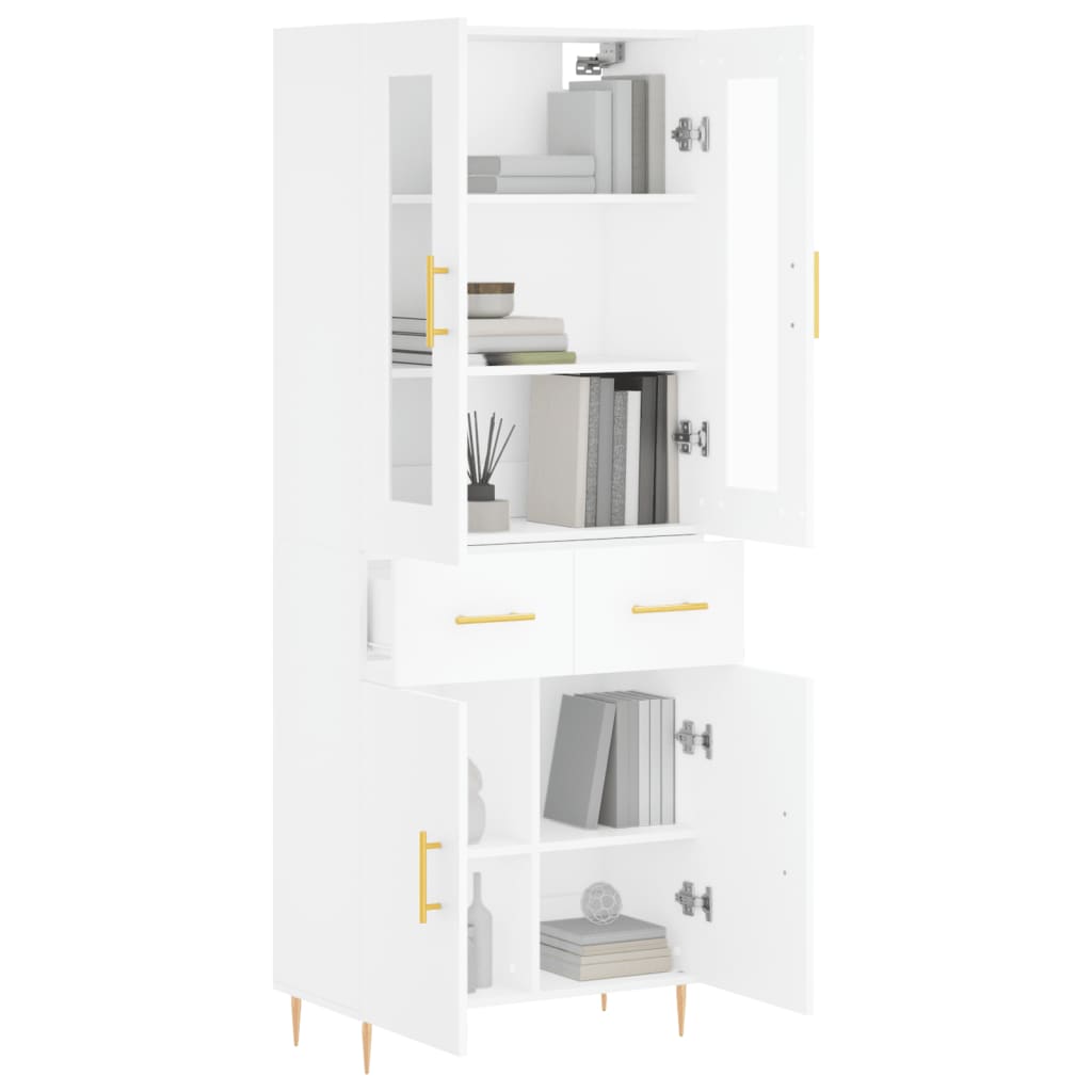 Highboard White 69.5x34x180 cm Engineered Wood