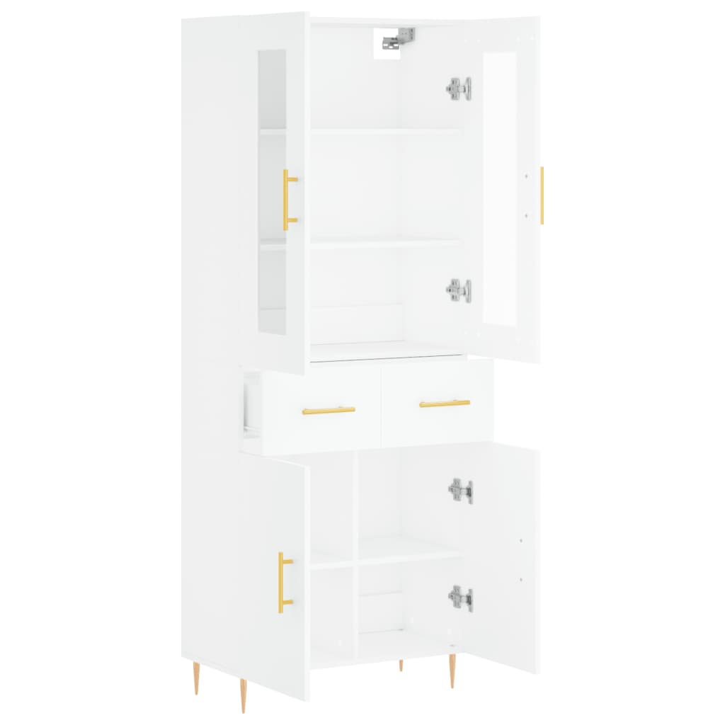 Highboard White 69,5x34x180 cm Engineered Wood