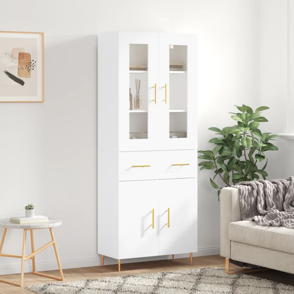 Highboard White 69.5x34x180 cm Engineered Wood
