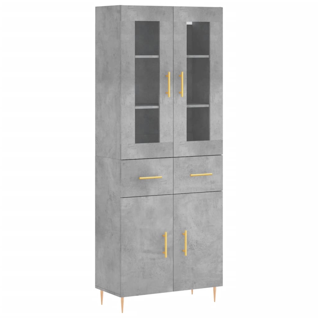 Highboard Concrete Grey 69,5x34x180 cm Engineered Wood