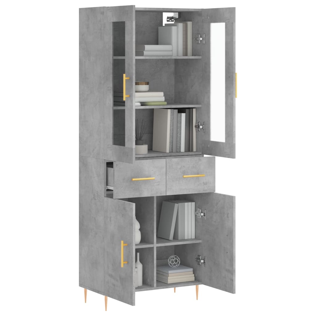 vidaXL Highboard Concrete Grey 69.5x34x180 cm Engineered Wood