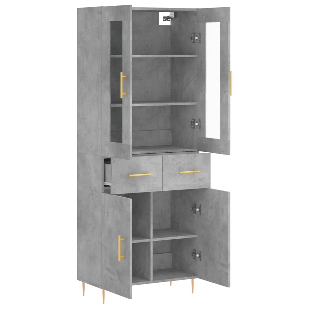 vidaXL Highboard Concrete Grey 69.5x34x180 cm Engineered Wood