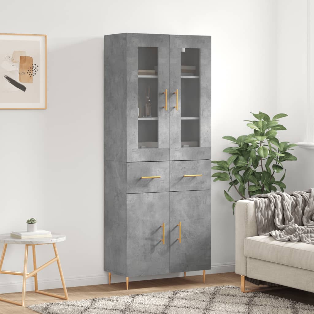 Highboard Concrete Grey 69,5x34x180 cm Engineered Wood