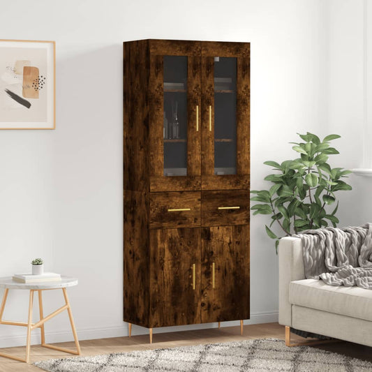 Highboard Smoked Oak 69,5x34x180 cm Engineered Wood