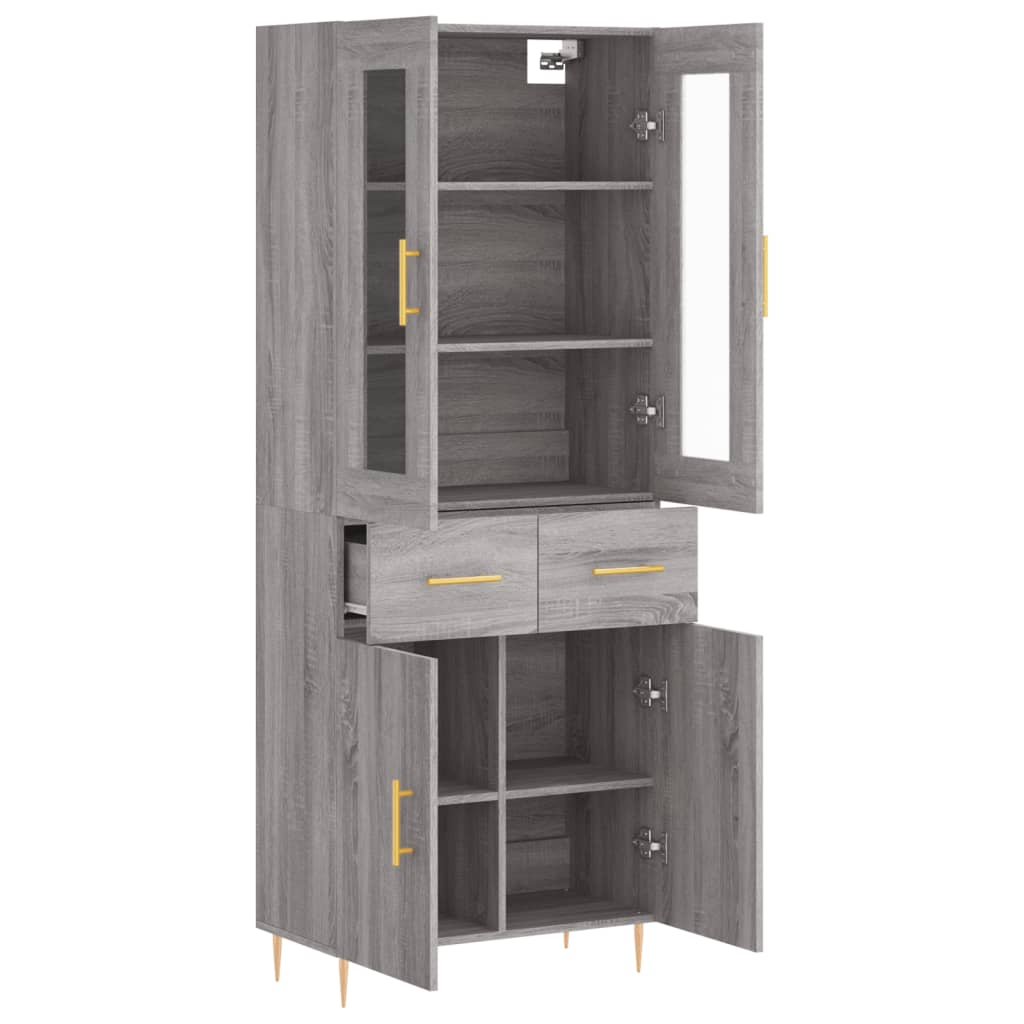 Highboard Grey Sonoma 69,5x34x180 cm Engineered Wood