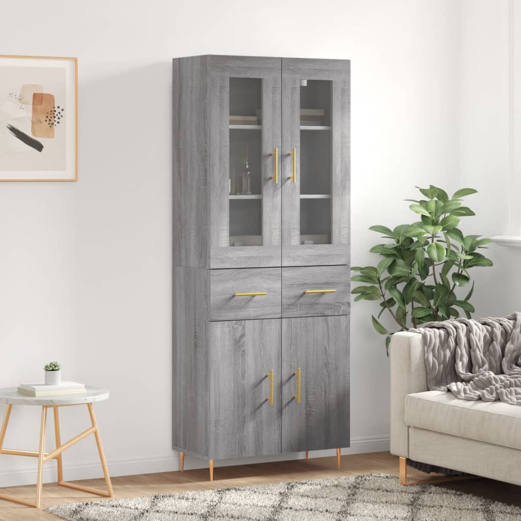 Highboard Grey Sonoma 69,5x34x180 cm Engineered Wood