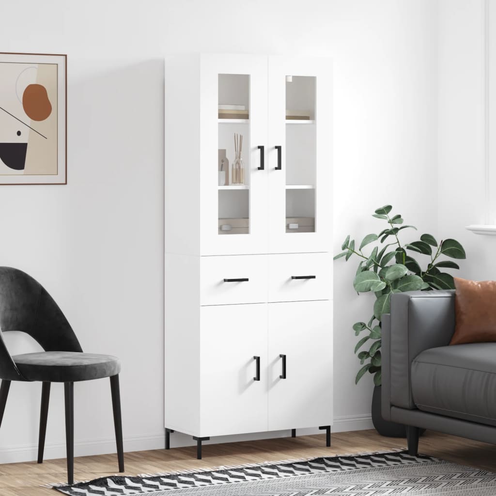 Highboard White 69,5x34x180 cm Engineered Wood