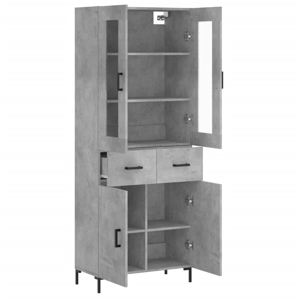 Highboard Concrete Grey 69,5x34x180 cm Engineered Wood
