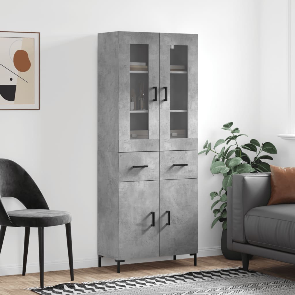 Highboard Concrete Grey 69,5x34x180 cm Engineered Wood