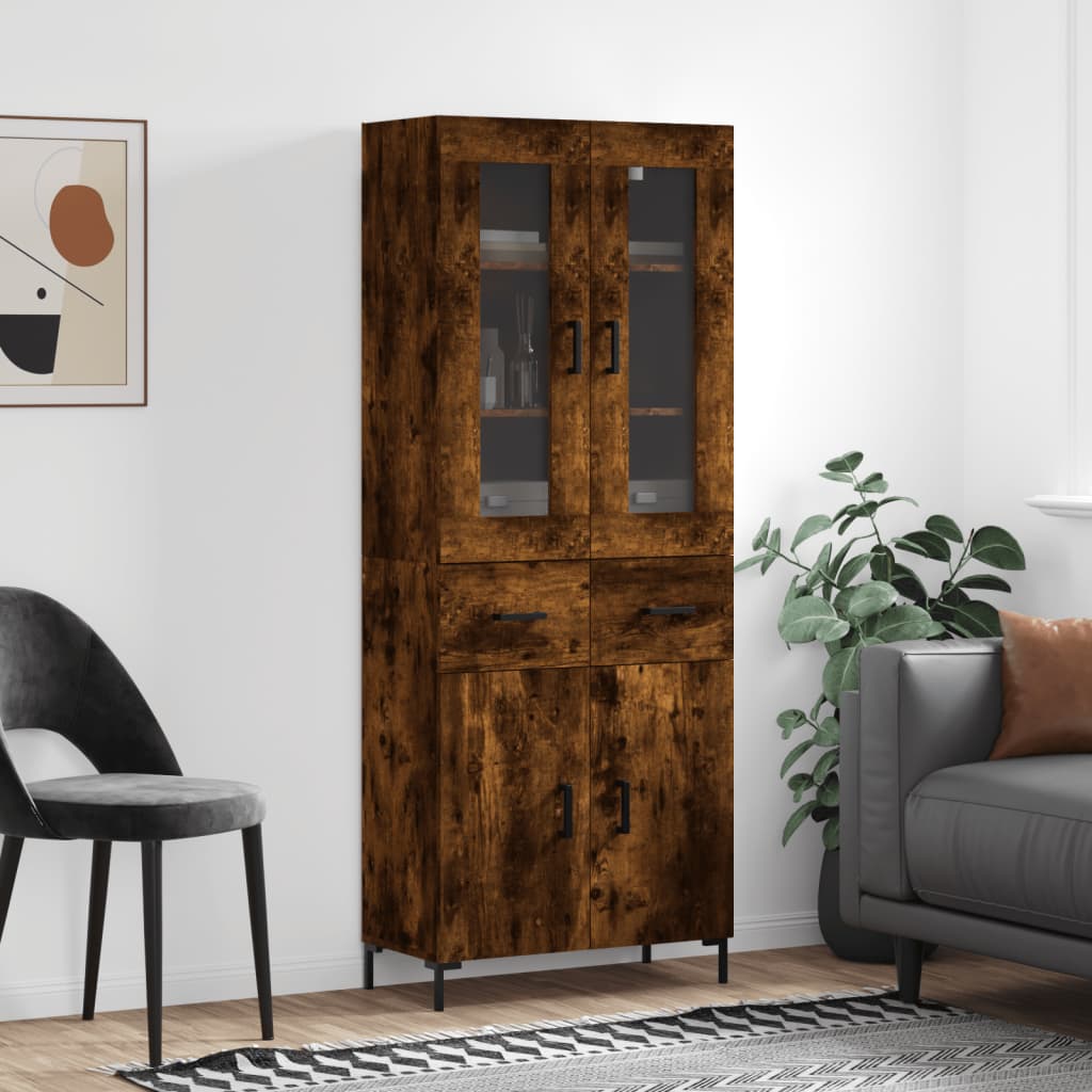 Highboard Smoked Oak 69,5x34x180 cm Engineered Wood