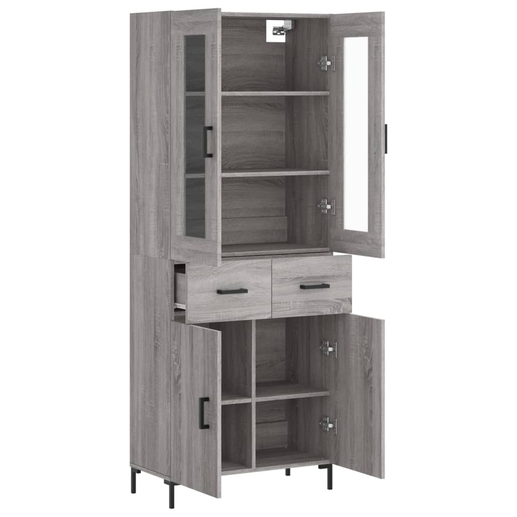 Highboard Grey Sonoma 69,5x34x180 cm Engineered Wood