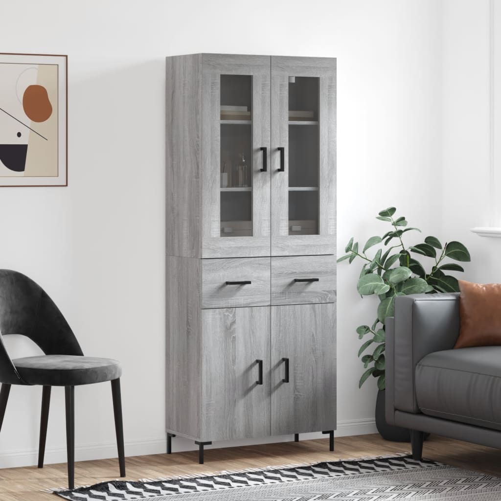 Highboard Grey Sonoma 69,5x34x180 cm Engineered Wood