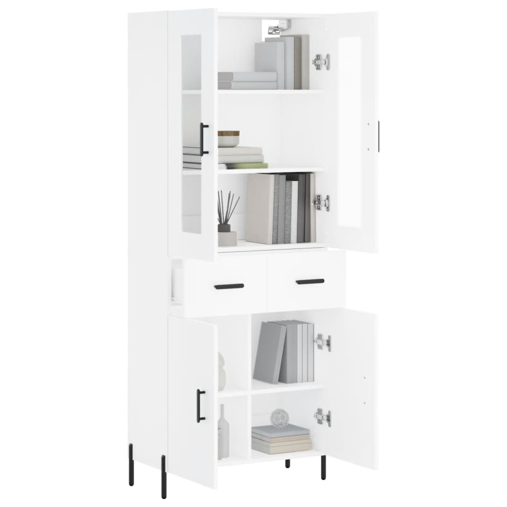 Highboard White 69.5x34x180 cm Engineered Wood