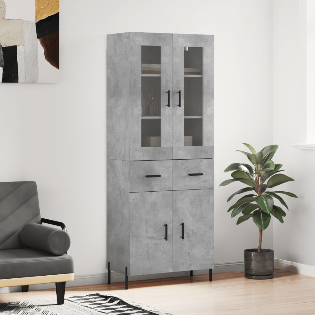 Highboard Concrete Grey 69,5x34x180 cm Engineered Wood