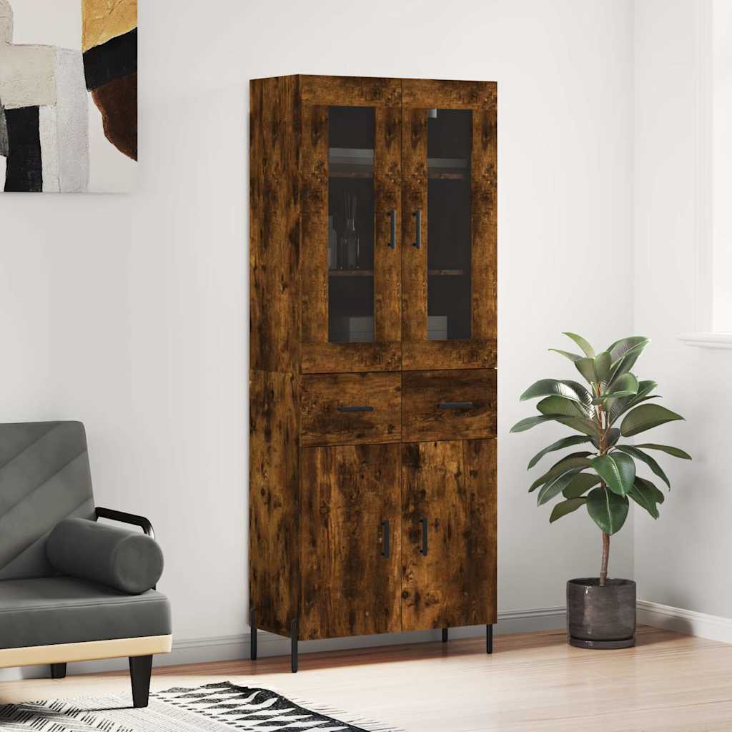 Highboard Smoked Oak 69,5x34x180 cm Engineered Wood