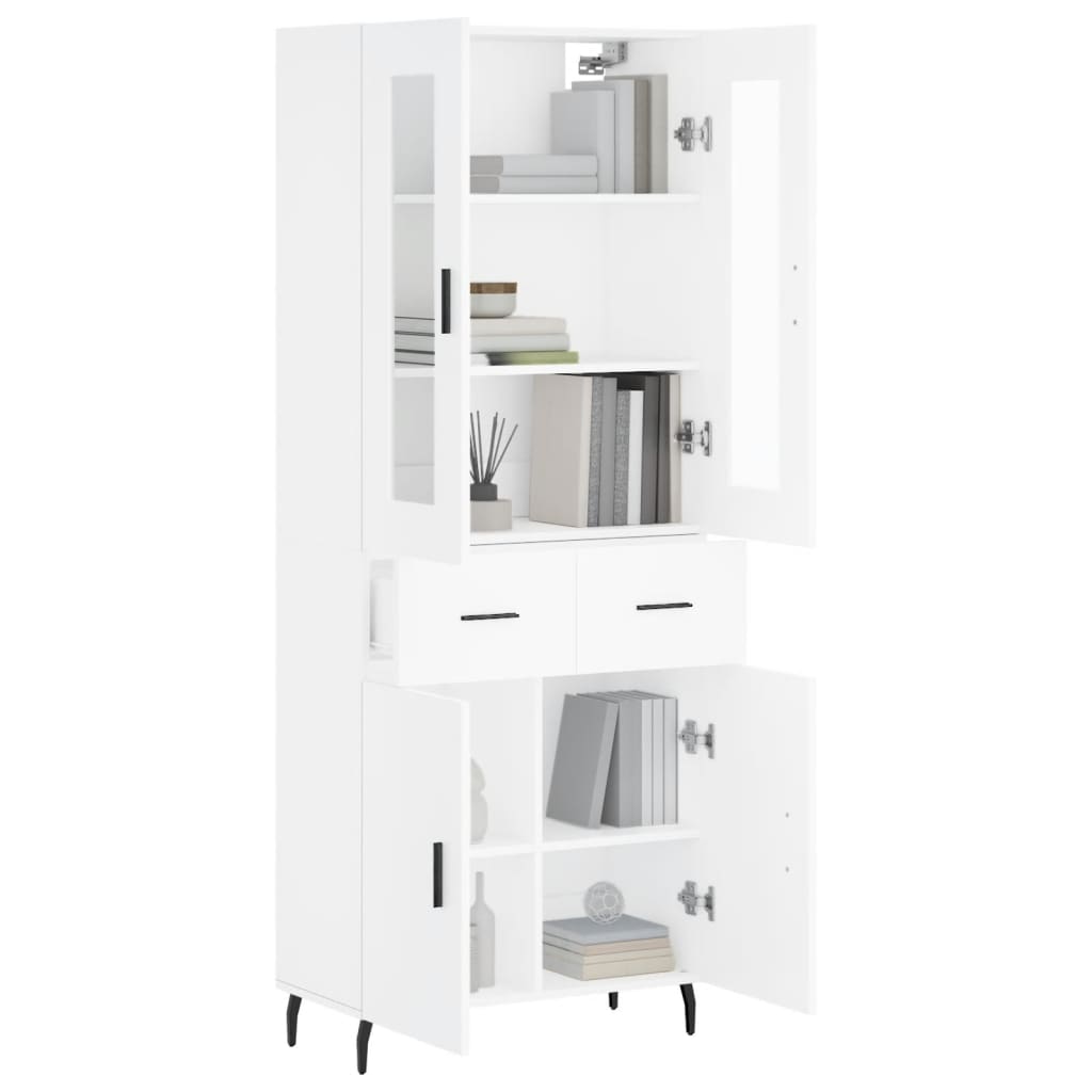 Highboard White 69.5x34x180 cm Engineered Wood