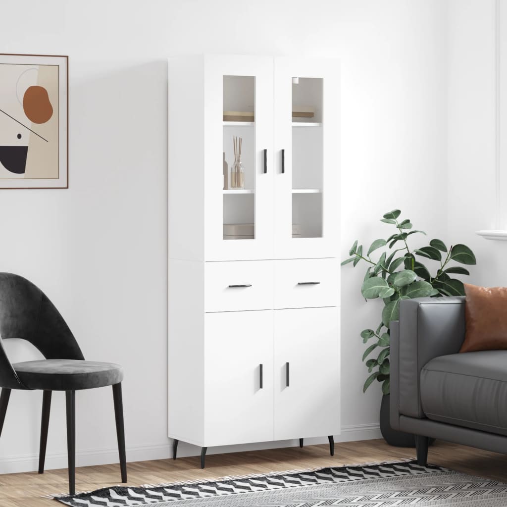Highboard White 69,5x34x180 cm Engineered Wood