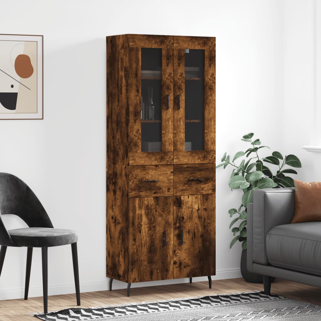 Highboard Smoked Oak 69.5x34x180 cm Engineered Wood