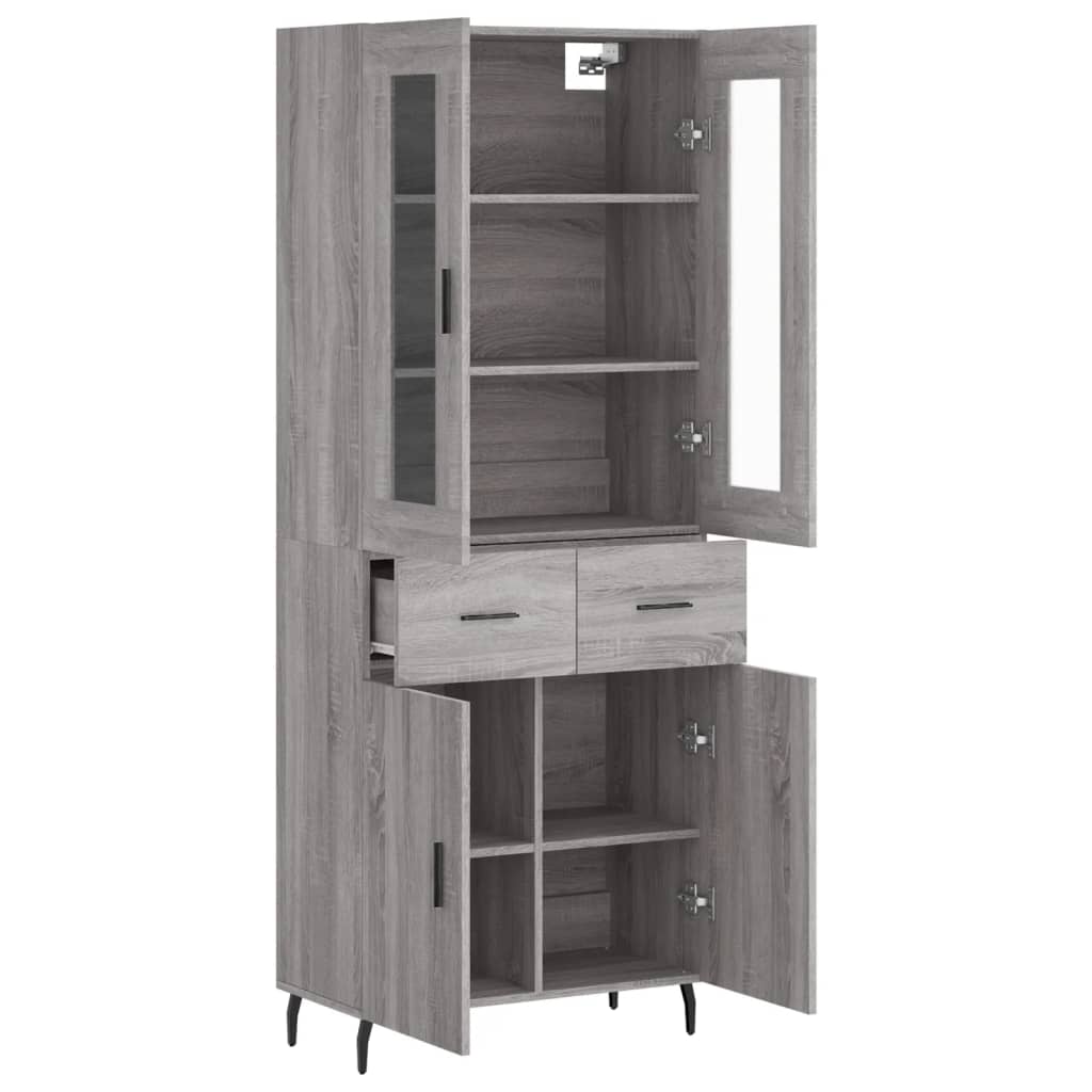 Highboard Grey Sonoma 69,5x34x180 cm Engineered Wood