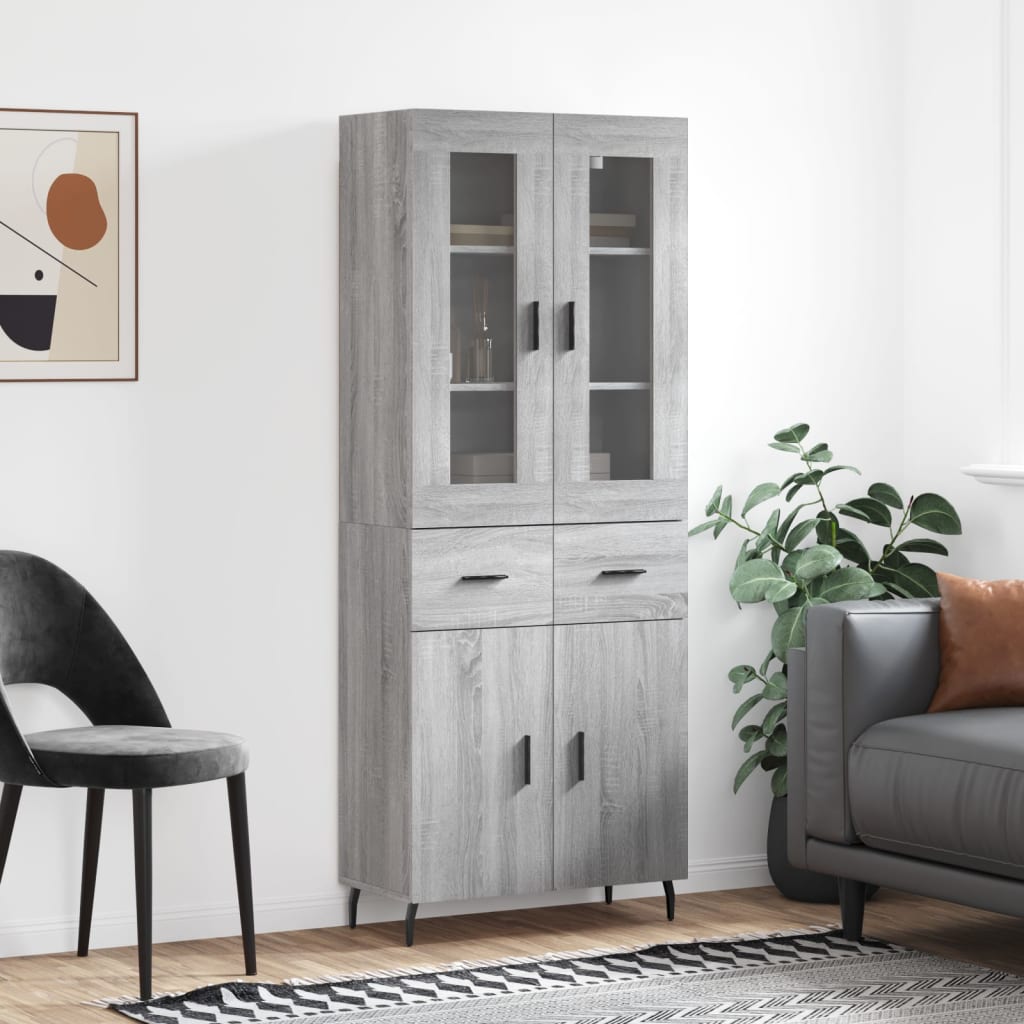 Highboard Grey Sonoma 69,5x34x180 cm Engineered Wood