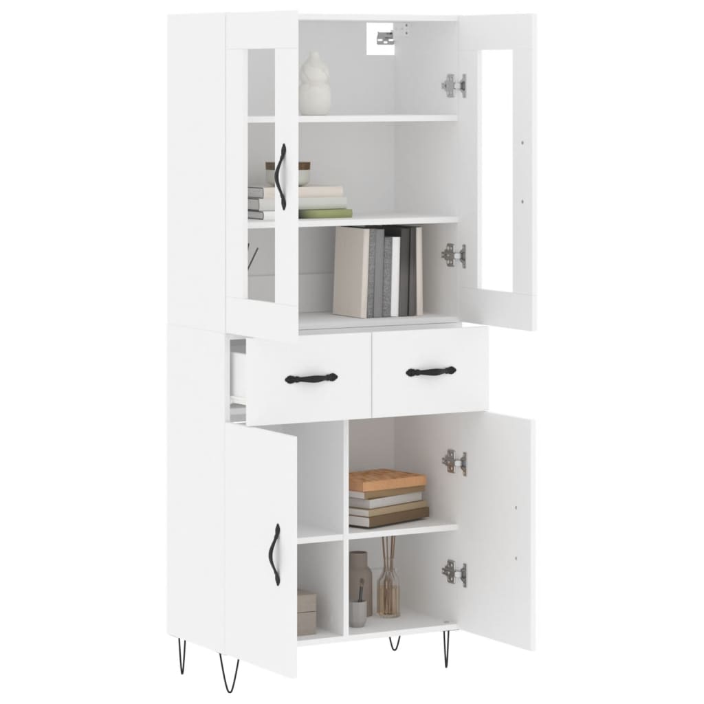 Highboard White 69.5x34x180 cm Engineered Wood